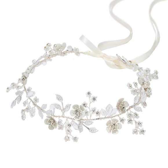 SWEETV Silver Flower Vine Bridal Headpiece - Picture 4 of 7